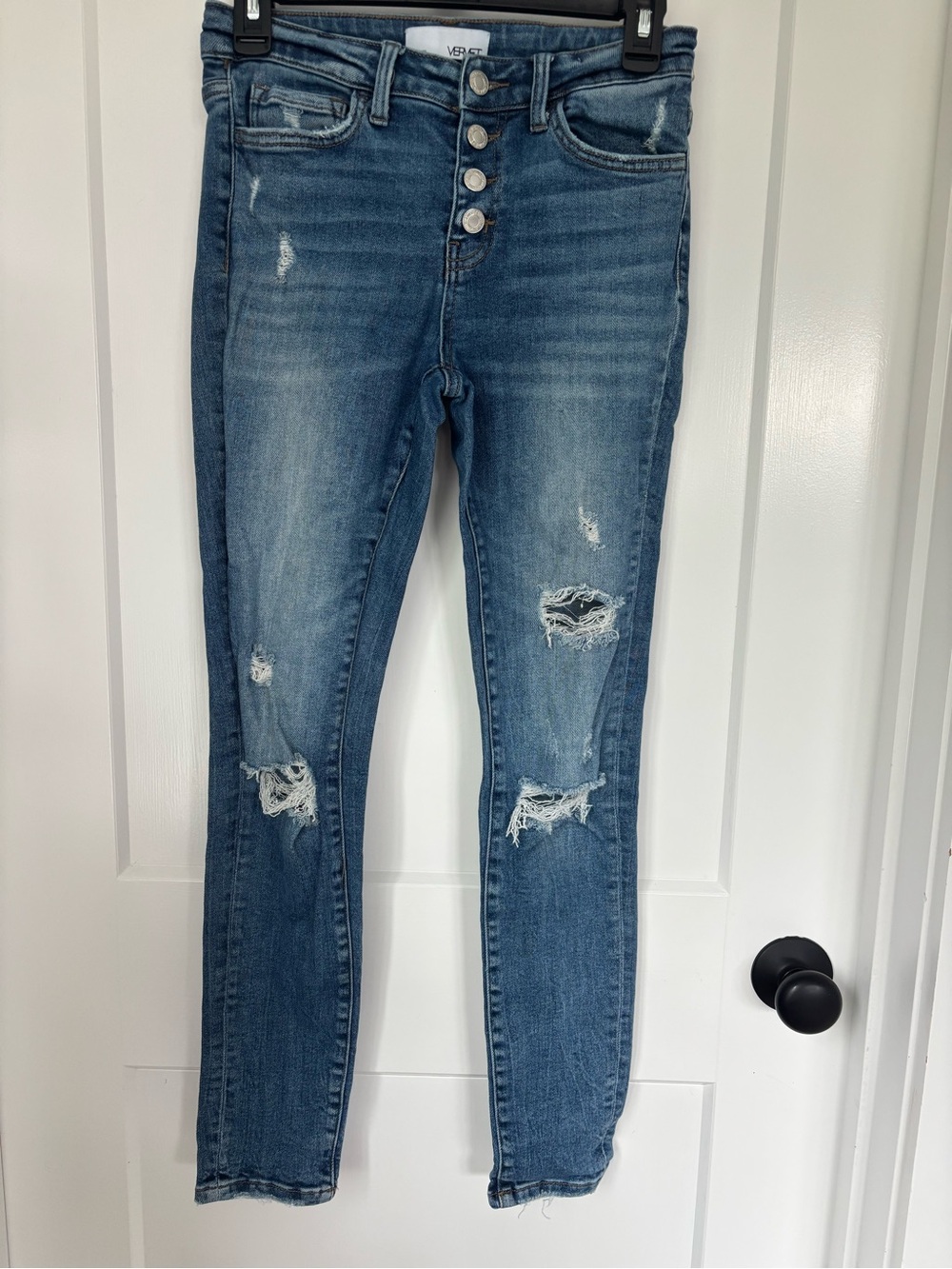 Vervet-Women's Distressed Mid-Rise Denim Jeans